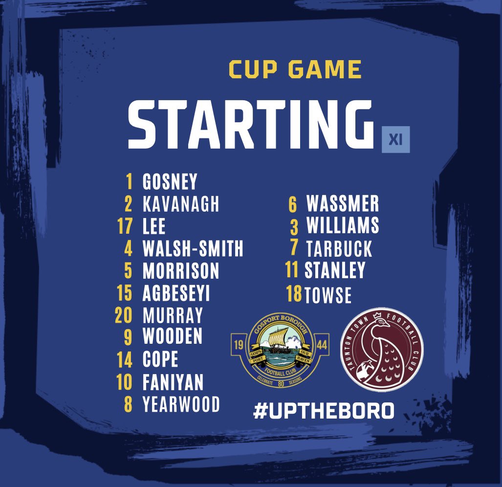 🚨 𝑺𝑻𝑨𝑹𝑻𝑰𝑵𝑮 𝑿𝑰 🚨

🔁: Four changes made from Wednesday’s loss against Marlow. 

#UpTheBoro #UTB