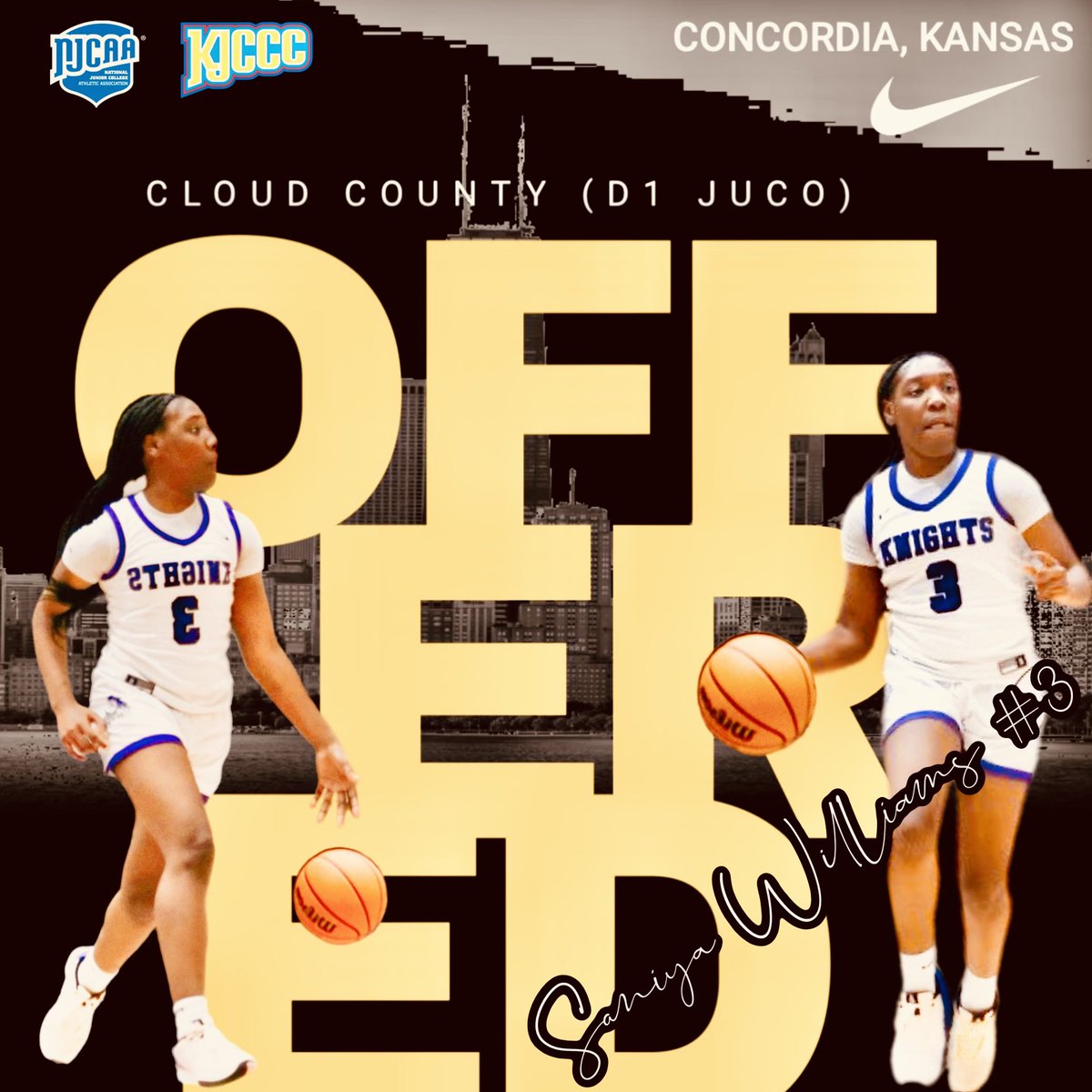 Saniya Williams (@niyafor3) on Twitter photo Im proud to receive an offer from <a href="/cccc_wbb1/">Tiffany Dorris</a> <a href="/CCCCsports/">Cloud County Athletics</a> 💫!! Thank you for believing in me🙏🏽. Im proud to receive an offer from <a href="/cccc_wbb1/">Tiffany Dorris</a> <a href="/CCCCsports/">Cloud County Athletics</a> 💫!! Thank you for believing in me🙏🏽.