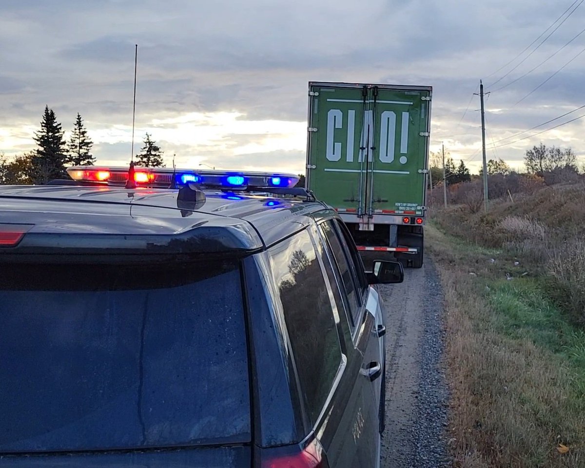 OPP_CR's tweet photo. No worm for this early bird, just a speeding ticket.  Driver of this commercial vehicle didn't think police would be out so early on the weekend.  Stopped for going 80kmh through 50kmh Community Safety Zone. We're 25/7, 365. #trafficunit #CaledonOPP  @TownOfCaledon ^im https://t.co/TnavPj0Tvu