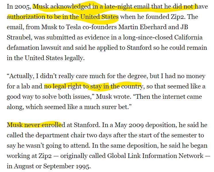 AaronBlake's tweet photo. Elon Musk: Former undocumented worker

Great reporting from my great Washington Post colleagues, @mariasacchetti, @faizsays and @NickMiroff https://t.co/RDwMMr5rWG