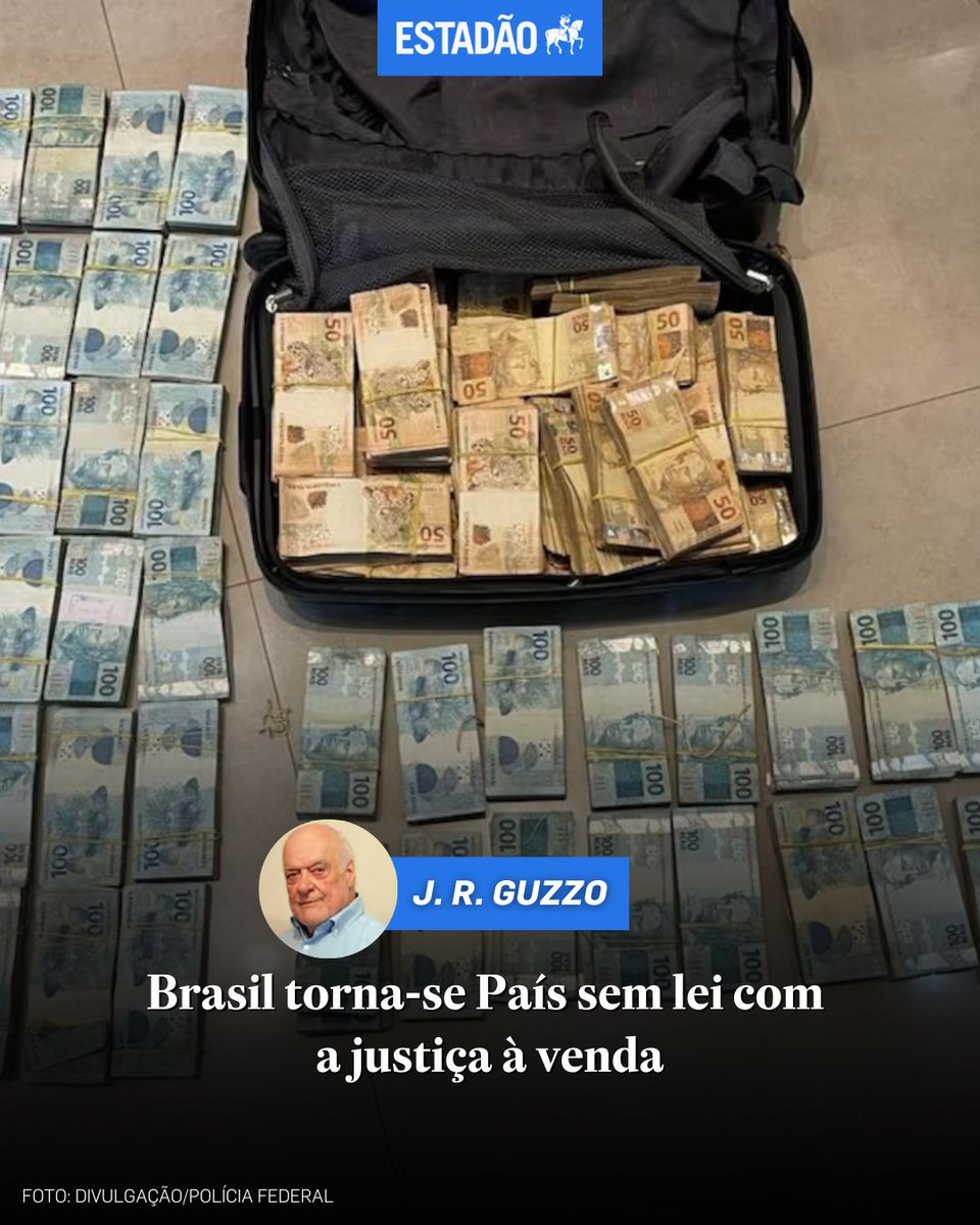 Estadao's tweet image. J.R. Guzzo: Brasil torna-se País sem lei com a justiça à venda bit.ly/4fjBpQH