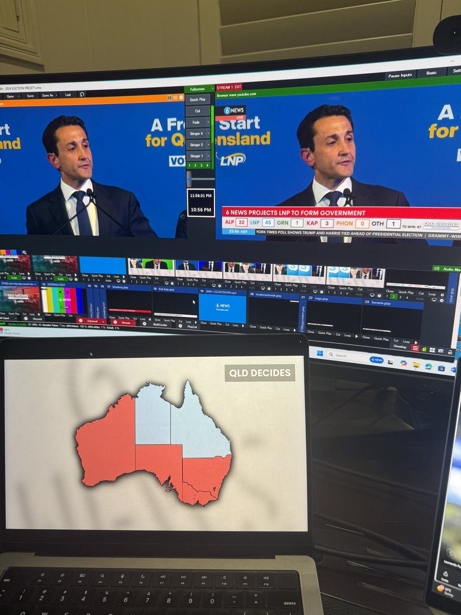 austinpollock_6's tweet image. THANK YOU to all 40 THOUSAND of you who tuned into @6NewsAU’s election night coverage. Our best production ever with our team across Queensland and at the two campaign events.
Thanks to @RomanMackinnon6, @KnightLevi0, @Maggie_Perry6, @StuartJeffery_6 and of course @Leo_Puglisi6