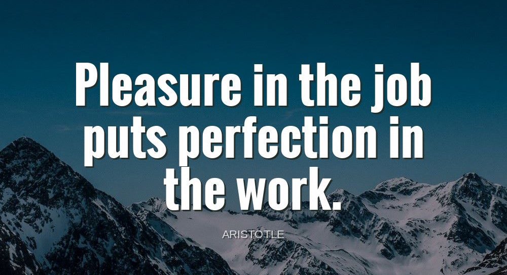 "Pleasure in the job puts perfection in the work."-Aristotle