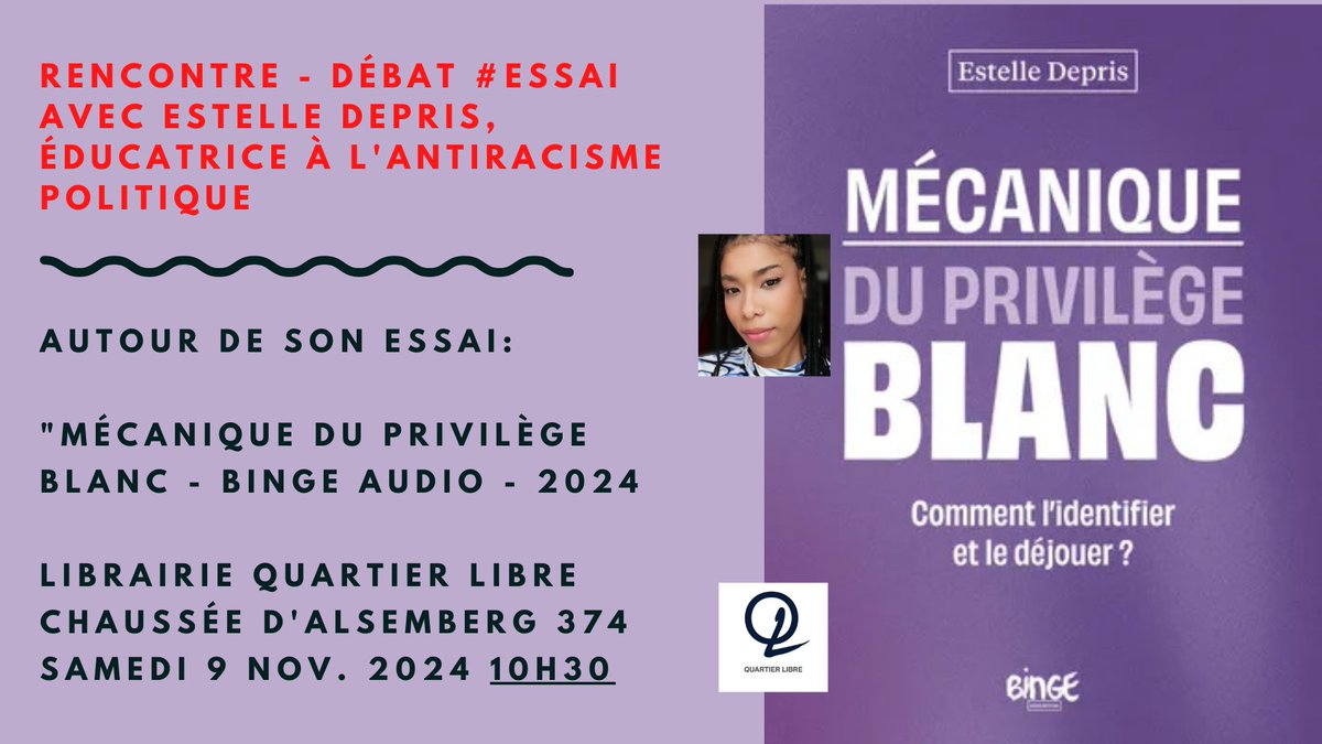 Quartier Libre (@qlquartierlibre) on Twitter photo Et si on arrêtait de faire semblant de ne pas voir le #racisme ?
Rencontre avec <a href="/EDepris/">Estelle Depris</a> ⬇️ <a href="/BingeAudioFr/">BingeAudio</a> #Bruxelles #Brussels Et si on arrêtait de faire semblant de ne pas voir le #racisme ?
Rencontre avec <a href="/EDepris/">Estelle Depris</a> ⬇️ <a href="/BingeAudioFr/">BingeAudio</a> #Bruxelles #Brussels