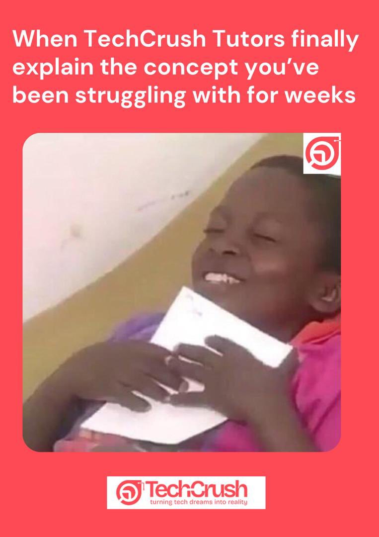 TechCrushHQ's tweet image. "When TechCrush Tutors finally explain the concept you've been struggling with for weeks... it's like a lightbulb moment so bright, you might need sunglasses! 🕶️💡 #TechCrush #Tech4Africans