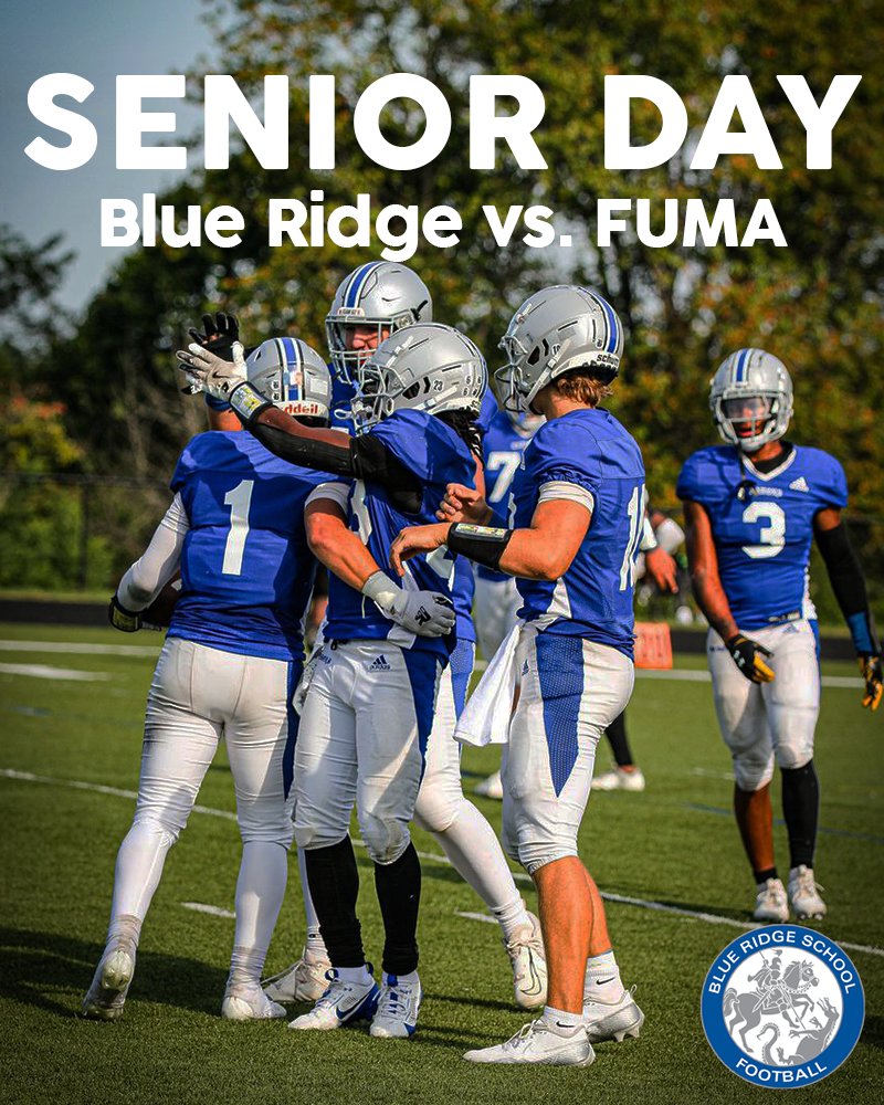 blueridgeschool's tweet photo. Baron Football celebrates Senior Day as they host Fork Union Military Academy. Kickoff is scheduled for 2:00PM, Alumni Field will be packed! Congratulations to our Seniors and good luck boys- LETS GO BARONS! #FORTHERIDGE ⚔️ https://t.co/KnvwlwxOQt