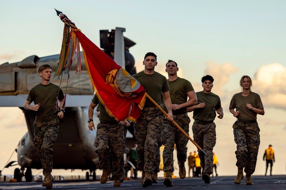 iimefmarines's tweet image. U.S. Marines with Battalion Landing Team 1/8 conduct a memorial run in #remembrance of the 1983 Marine barracks bombing in Beirut, Lebanon, aboard the #amphibious assault ship USS Wasp (LHD 1) while underway in the Mediterranean Sea. 

📸 Lance Cpl. John Allen 

@The24MEU | @USMC