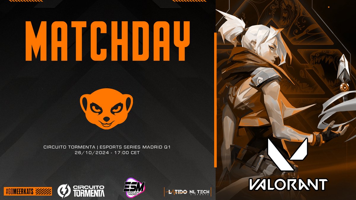 Mighty Meerkats (@mightymeerkats) on Twitter photo 🔶MATCHDAY🔶
Circuito tormenta | Esports Series Madrid Q2 🏆
🕒17:00 PM
✈️ <a href="/sergimator/">??? Sergi</a>
🧠 <a href="/nasserm3R/">N4SS3R</a>
🎯 <a href="/likollac_fps/">ADC Likollac</a>
🛡️ <a href="/AnTogSxz/">AnTogSxz</a>
⚔️ <a href="/motta_vlr/">LFT minicolme</a>
💼 <a href="/nikolasmf/">MKT Niko</a>
Toca levantarse tras el duro día de ayer🧡
¡Hoy vamos con todo!💪
#GoMeerkats 🔶MATCHDAY🔶
Circuito tormenta | Esports Series Madrid Q2 🏆
🕒17:00 PM
✈️ <a href="/sergimator/">??? Sergi</a>
🧠 <a href="/nasserm3R/">N4SS3R</a>
🎯 <a href="/likollac_fps/">ADC Likollac</a>
🛡️ <a href="/AnTogSxz/">AnTogSxz</a>
⚔️ <a href="/motta_vlr/">LFT minicolme</a>
💼 <a href="/nikolasmf/">MKT Niko</a>
Toca levantarse tras el duro día de ayer🧡
¡Hoy vamos con todo!💪
#GoMeerkats