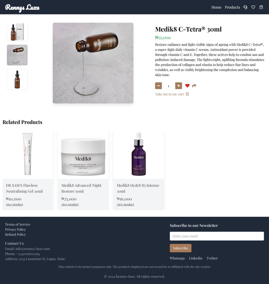 VickyJay_media's tweet photo. Thrilled to launch Renny Luxe! 
Full-stack web app for skin care shopping project
Next.js, React, Tailwind CSS (Frontend)
Firebase, FireCMS (Backend)
Formspree (Email Service)
Google Maps API (Mapping)
https://t.co/Fgkcd7Pzmr #skincareroutine #Ecommerce #Nextjs #React https://t.co/uaerfi7V7I