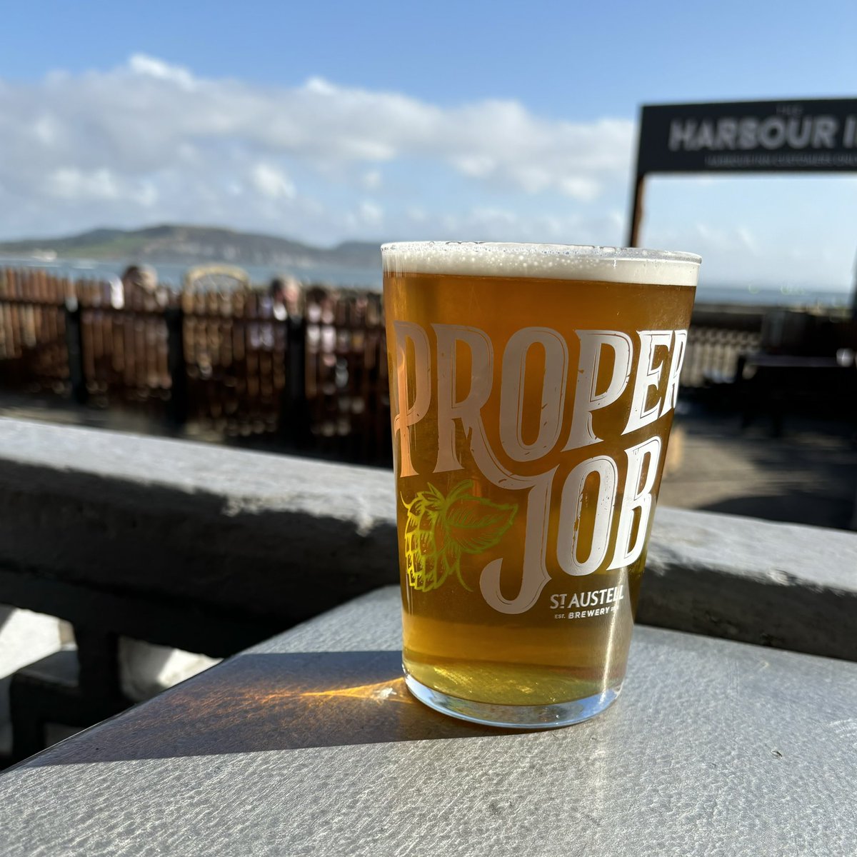 Glorious Pint of Proper Job and a crab sandwich on Lyme Regis Harbour #isitsummer