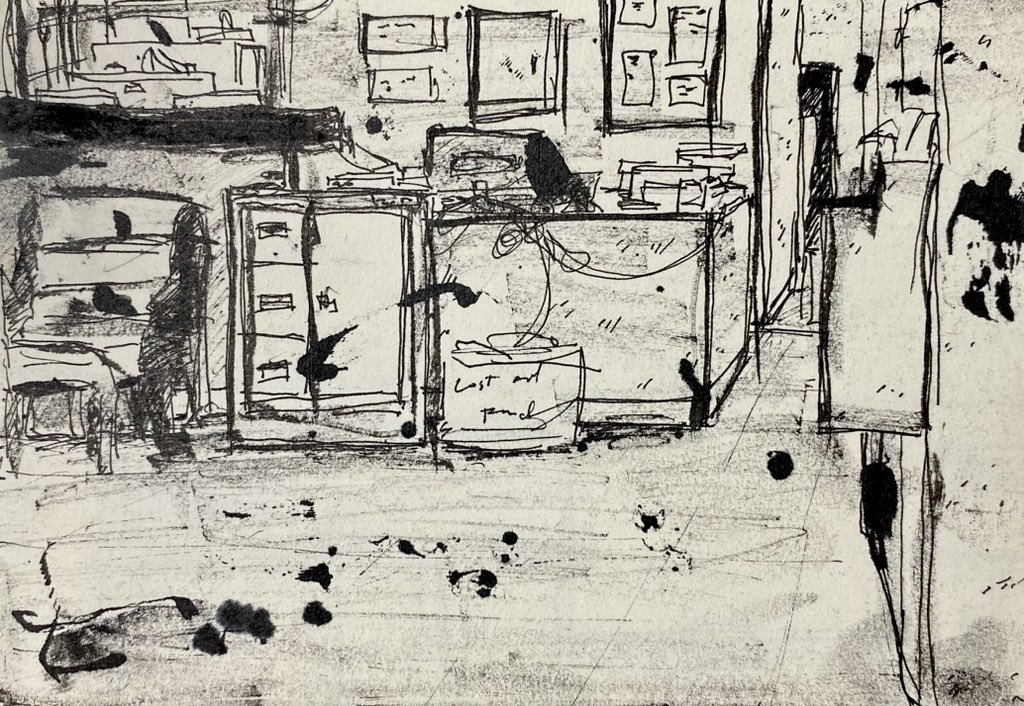 akreleec's tweet photo. a grh lobby (2022) sketch i found in my pile of rubbish https://t.co/kKJrhLrdu0