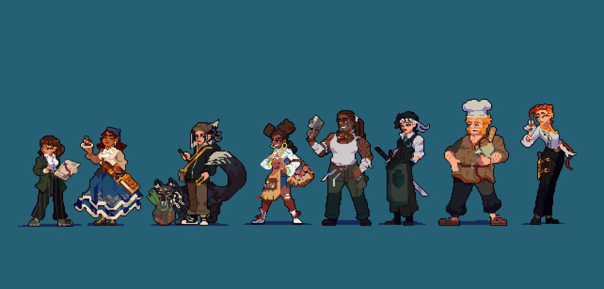 Hi, here's a couple of pixelart designs that I made for the upcoming game
<a href="/GladiEATers/">GladiEATers</a> #pixelart