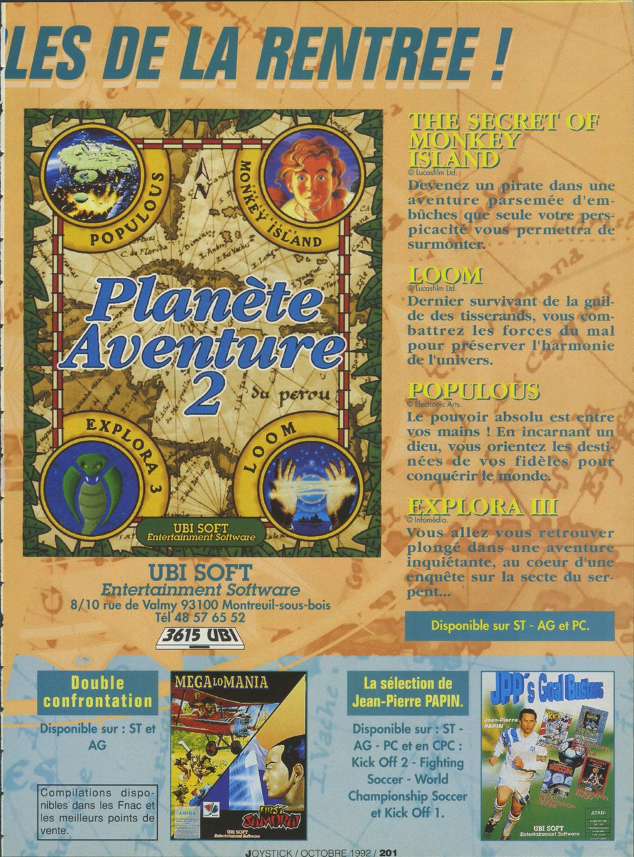 AllmightoFranky's tweet photo. La publicité du jour,bonjour!Pubs vues dans le #Joystick 31 d'octobre 92,double-page pour les incontournabels de chez #Ubisoft!#IndianaJones and the fate of Atlantis et #Inca de chez #CoktelVision sur le #CDI #Philips!! #retro #retrogaming #oldschool #80s #90s #micro https://t.co/KZXWbu3Cgs