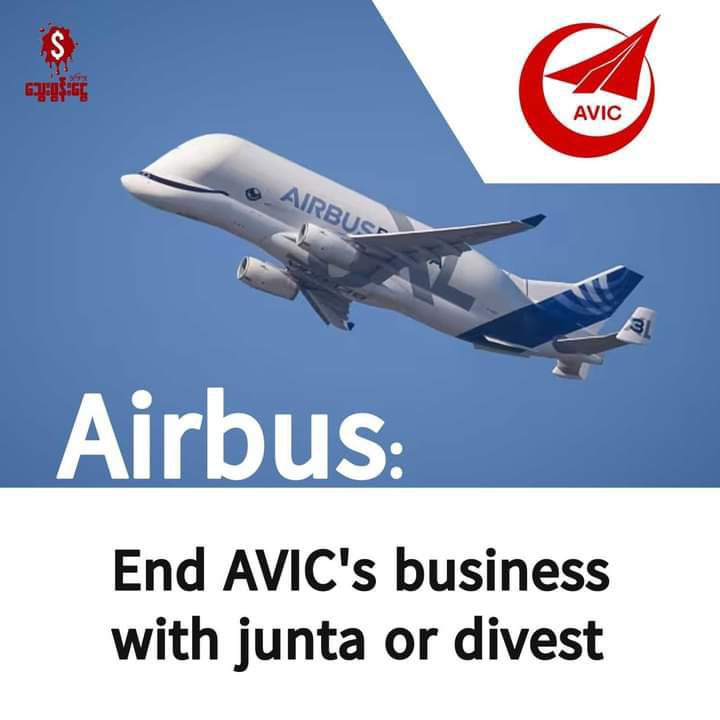 zhsfncc's tweet photo. Responsibly divest and end its relationship with AVIC if AVIC refuses to end all business with the Myanmar military.
@AirbusSpace
#Airbusted
#AirBus2AirStrikes
#WhatsHappeninglnMyanmar https://t.co/BQGfhU6cGs