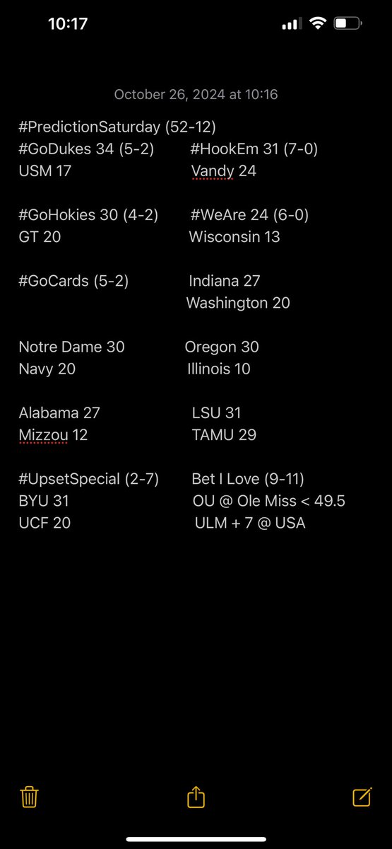 JustinWTarbell's tweet photo. #PredictionSaturday #GoDukes #HookEm https://t.co/dfs5F0r0Zh