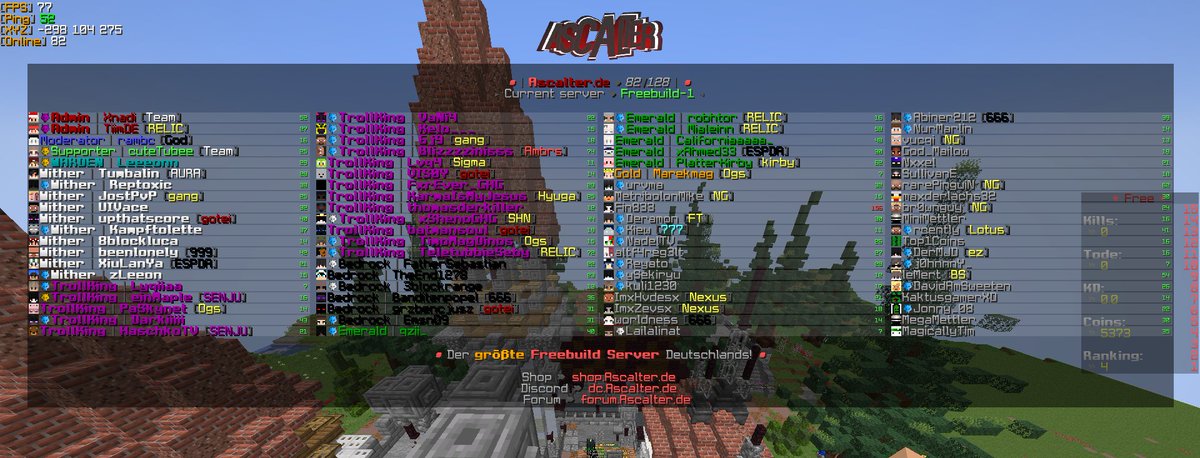 🥳 Ankündigung 🥳

Mit Stolz können wir verkünden, dass gestern der Ascalter.de Freebuild Server wieder seine Pforten geöffnet hat.

Der Release war sehr erfolgreich und wir möchten uns bei allen bedanken, die dabei waren 🙏