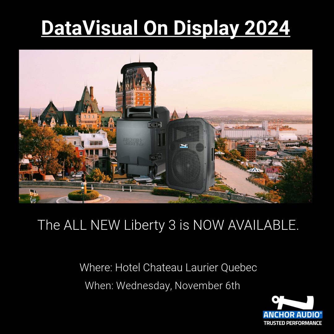 AnchorAudio's tweet photo. 📢 Attention Quebec! Get ready! We'll be at the #DataVisual On Display show soon, showcasing the all-new Liberty 3. 🚀Come experience cutting-edge audio technology with unmatched sound!
Learn more at https://t.co/8M0dMSGGFv

#DataVisualOnDisplay #PortablePAsystems #AnchorAudio https://t.co/UOsReTaKho