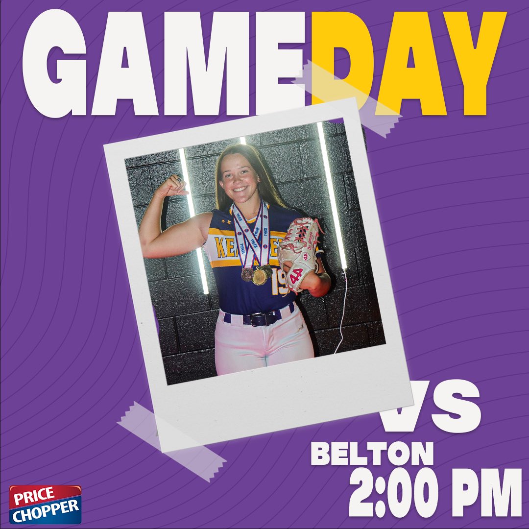 KMOsports's tweet photo. It’s GAME DAY! 🥎

🏆: State Quarterfinals 
🆚: Belton 
🕑: 2:00 PM
📍: Kearney High School - Softball Field https://t.co/uZraVphCgw