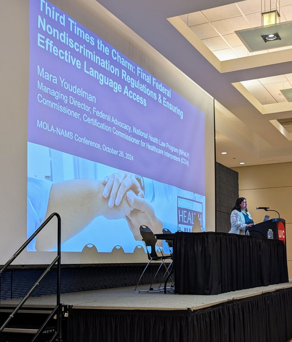 Pilar Ortega (@pilarortegamd) on Twitter photo At the MOLA-NAMS conference, keynote speaker <a href="/marayoudelman/">Mara Youdelman</a> level-sets and educates a room full of current and aspiring health professionals on the fact that #language appropriate care is the law At the MOLA-NAMS conference, keynote speaker <a href="/marayoudelman/">Mara Youdelman</a> level-sets and educates a room full of current and aspiring health professionals on the fact that #language appropriate care is the law