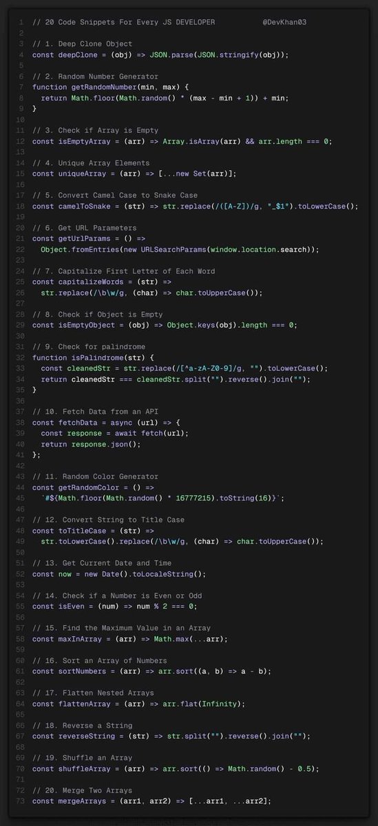 javascript_fan's tweet image. Code Snippets for Every JavaScript Developer