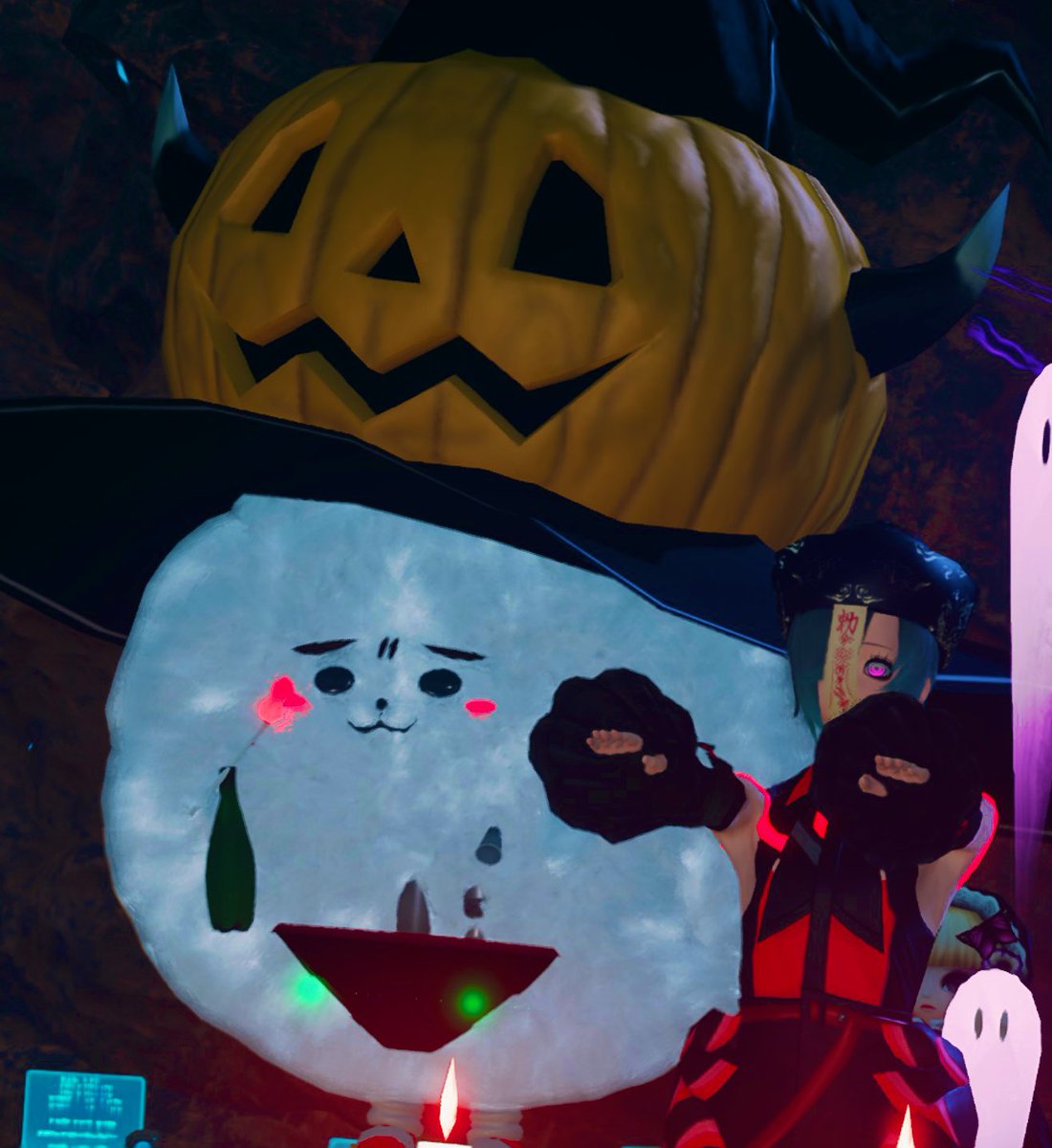 何かお題を決めてやってみよ〜との事でハロウィンコスでのチムメンによる見せ合いまショーを急遽やりました😅
居ないチムメンさんも居たけどもまたインしてくれた時にゲリラでやろうかとwww