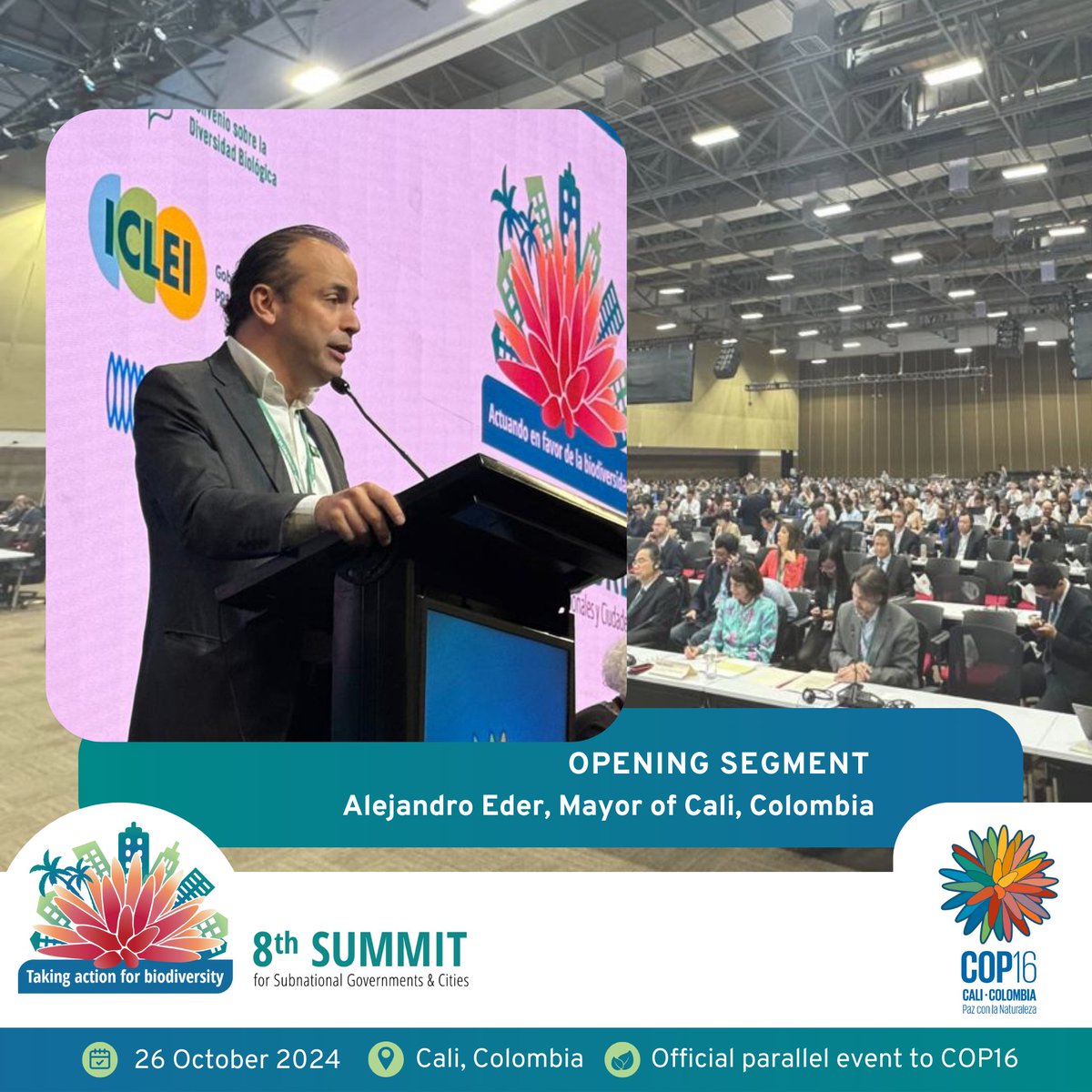 #8thSummitCOP16 at #COP16Colombia is live! 🌆 🌿🦢

The Mayor of Cali 🇨🇴<a href="/alejoeder/">Alejandro Eder</a> opened the 8th Summit with a powerful statement about the importance of reconciliation with #nature.

Watch online: webtv.un.org/en/asset/k1p/k…

#PeaceWithNature
#ForNature