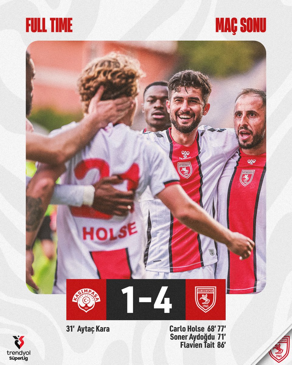 ⏱️ 90+4' :  Maç bitti!

Kasımpaşa 1 - 4 Samsunspor

#KASvSAM