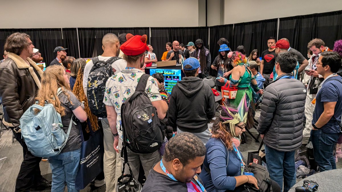 VGNYevents's tweet photo. Towards the end of #NYCC Night 2, we made our way to the race track of Mario Kart 64. Numerous drivers signed up for this road rage but only Steve P. managed to overcome all tracks including, end boss Rainbow Road, and claim 1st Place!

#NYCCRecap #N64 #MarioKart64 #VGNYevents https://t.co/95dZUYRcSR