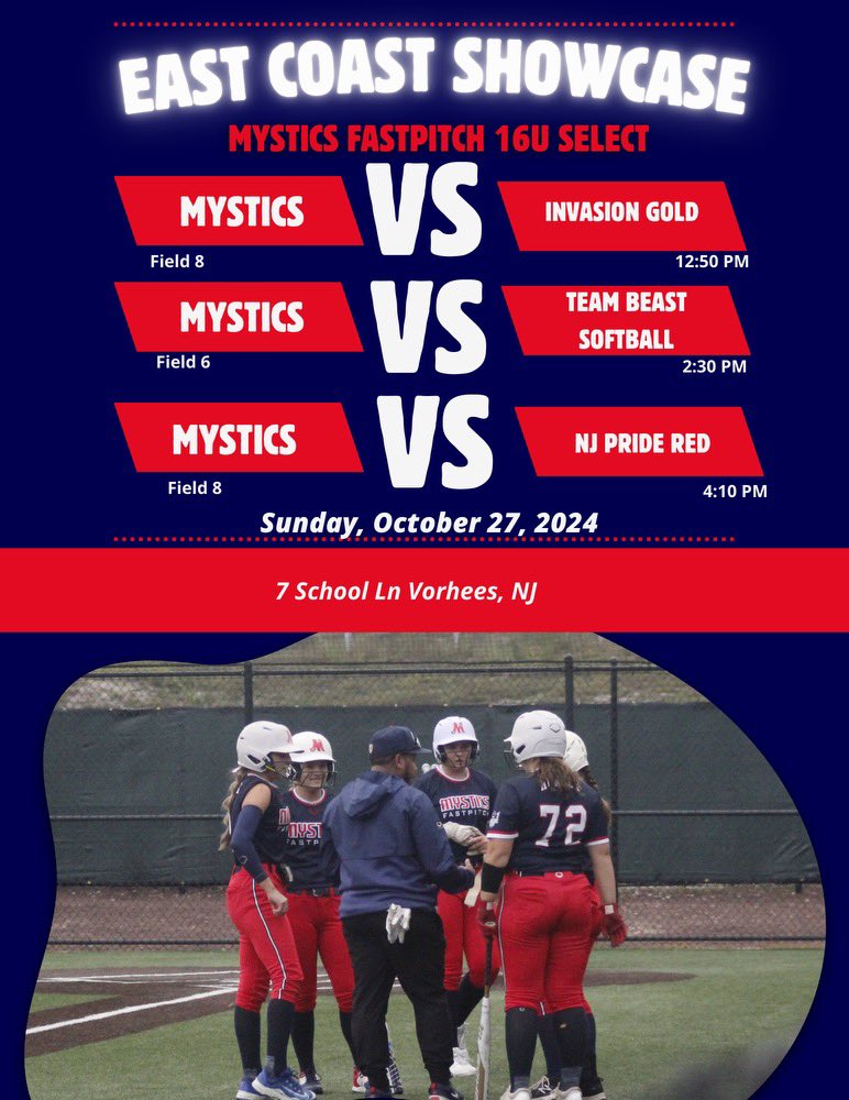 Anna Ingegneri 2027 (@aeingegneri) on Twitter photo Schedule drop for this weekend at the <a href="/eastcoast_sb/">East Coast Softball</a> showcase!
<a href="/CSA_Athletes/">Collegiate Sports Advocate (CSA)</a> @Mystics16Select Schedule drop for this weekend at the <a href="/eastcoast_sb/">East Coast Softball</a> showcase!
<a href="/CSA_Athletes/">Collegiate Sports Advocate (CSA)</a> @Mystics16Select