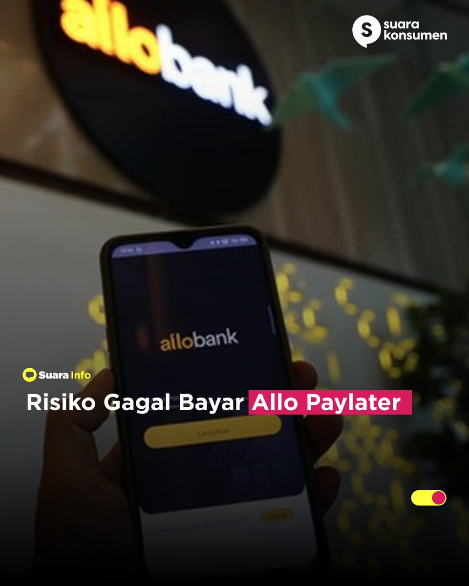 suarakonsumen_'s tweet photo. @AlloBankID Paylater memudahkan transaksi digital, tapi hati-hati dengan risiko gagal bayar! ⚠️ 

Konsekuensinya bisa serius: penagihan lewat WhatsApp, telepon, dan bahkan kunjungan debt collector.

Selengkapnya mari kunjungi laman https://t.co/yvQnwi5IHx https://t.co/c6hArFrh8o