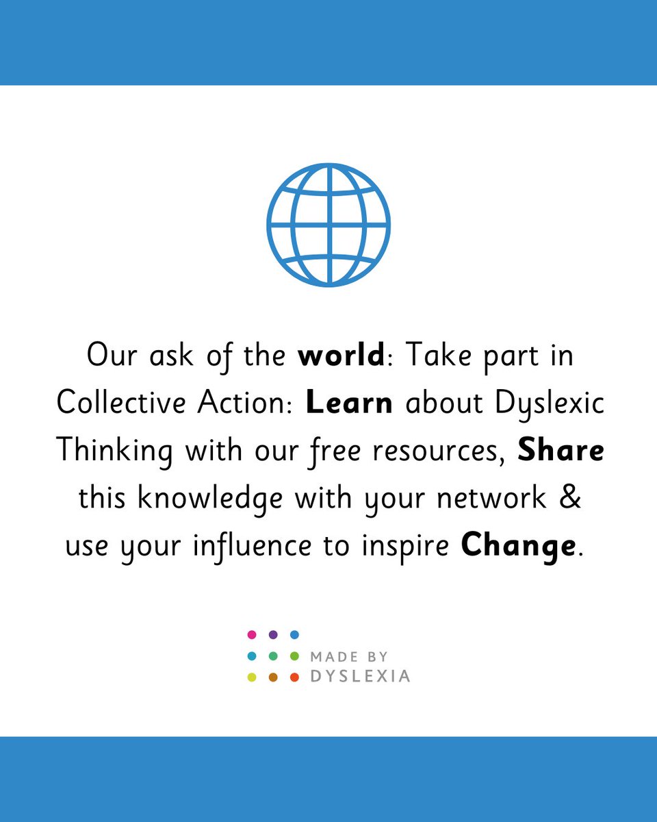 MadeByDyslexia's tweet image. Our Intelligence 5.0 report calls on the world to change how we value and measure intelligence and create the kinds of schools and workplaces where Dyslexic Thinking - now the world&apos;s most sought-after skill - thrives 🌍

READ: madebydyslexia.org/MBD-Intelligen…