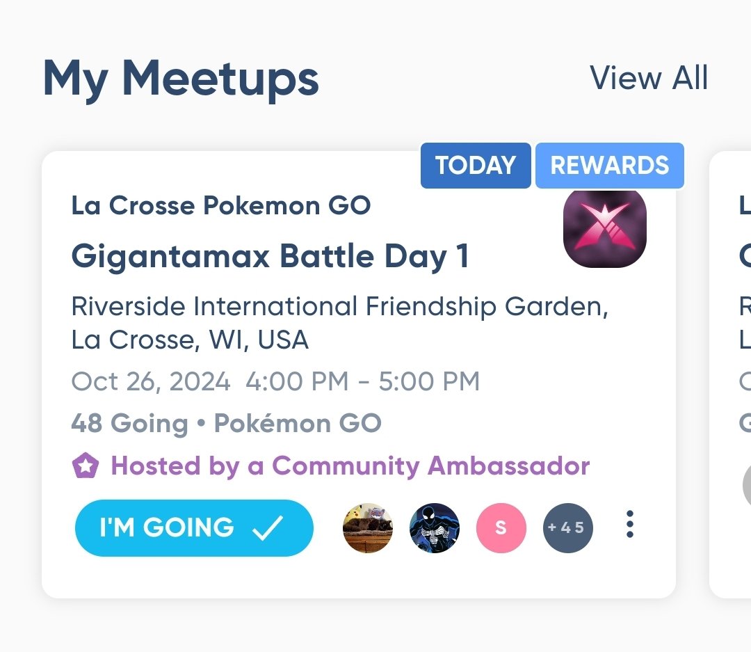 Our first day of Gigantamax battles is starting soon! Bring your strongest teams to Riverside Park, and don't forget to check in for 800 bonus MP!