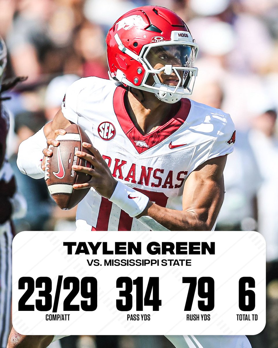 Career day for Taylen Green in a dominant <a href="/RazorbackFB/">Arkansas Razorback Football</a> win 🐗🔥