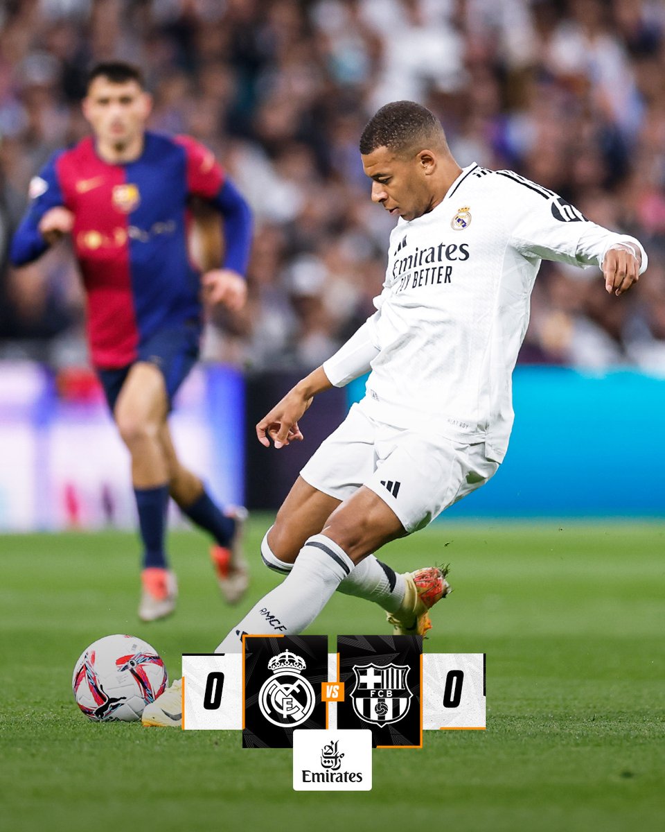⏸️ @RealMadrid 0-0 <a href="/FCBarcelona_es/">FC Barcelona</a>
#ElClásico | @Emirates | #FlyBetter
