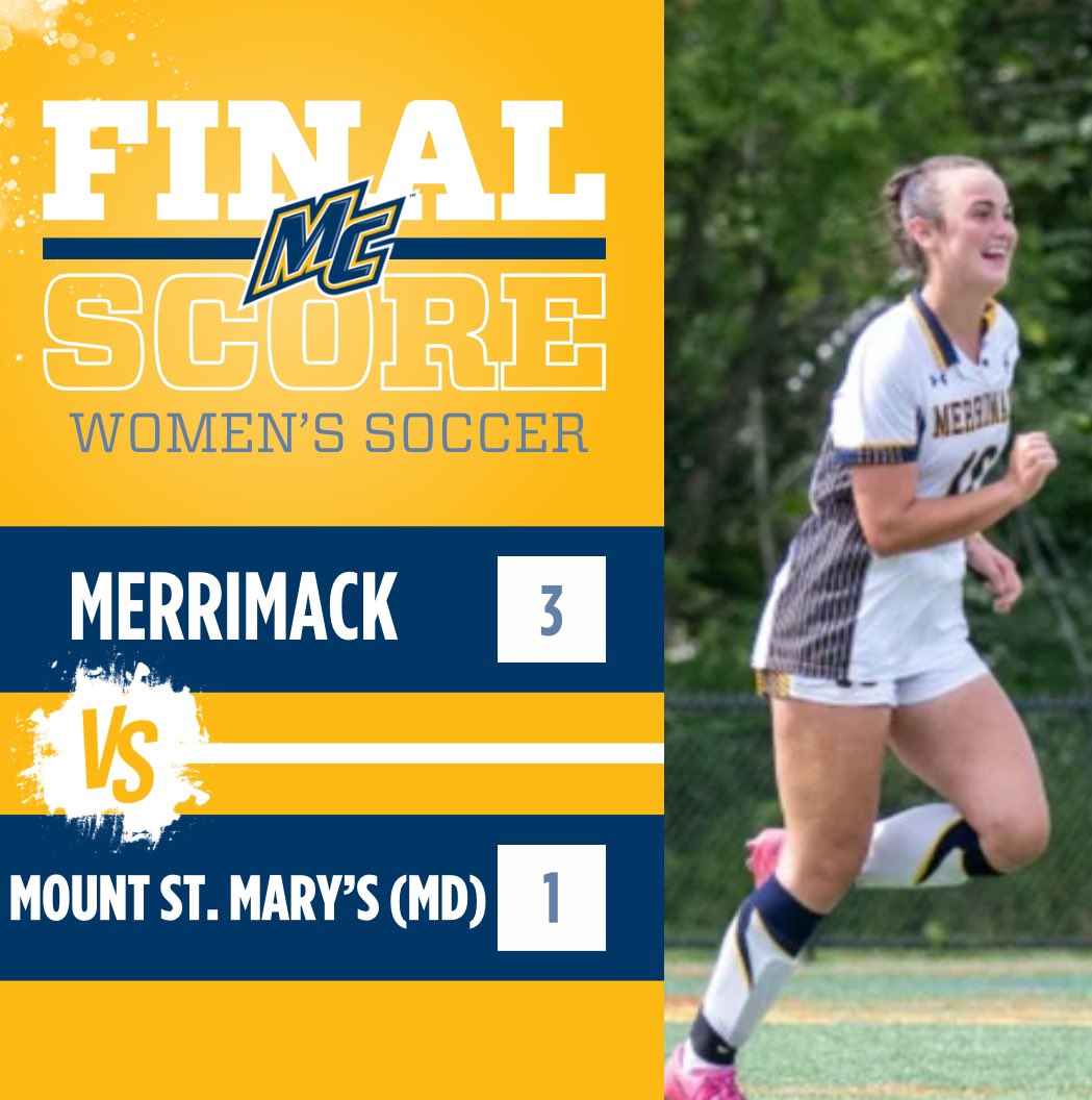 Merrimack Women’s Soccer (@merrimackwsoc) on Twitter photo RAISE THE BLUE AND GOLD, YOUR WARRIORS WINNN!!! Cormier, Christensen, and Keogh cash in and the Warriors escape Maryland with a HUGE win!!! #GoMack RAISE THE BLUE AND GOLD, YOUR WARRIORS WINNN!!! Cormier, Christensen, and Keogh cash in and the Warriors escape Maryland with a HUGE win!!! #GoMack