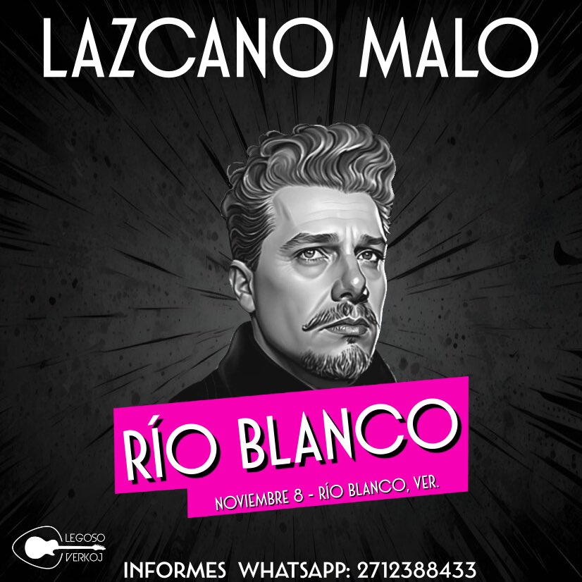 LegosoVerkoj's tweet photo. Próximo 8 de noviembre @LAZCANOMALO en #concierto 
No se lo pueden perder!
Boletos Disponibles!
Informes: 📱 https://t.co/mryFaGt0Lt
#RíoBlanco #Orizaba https://t.co/GSRrd8BPZe