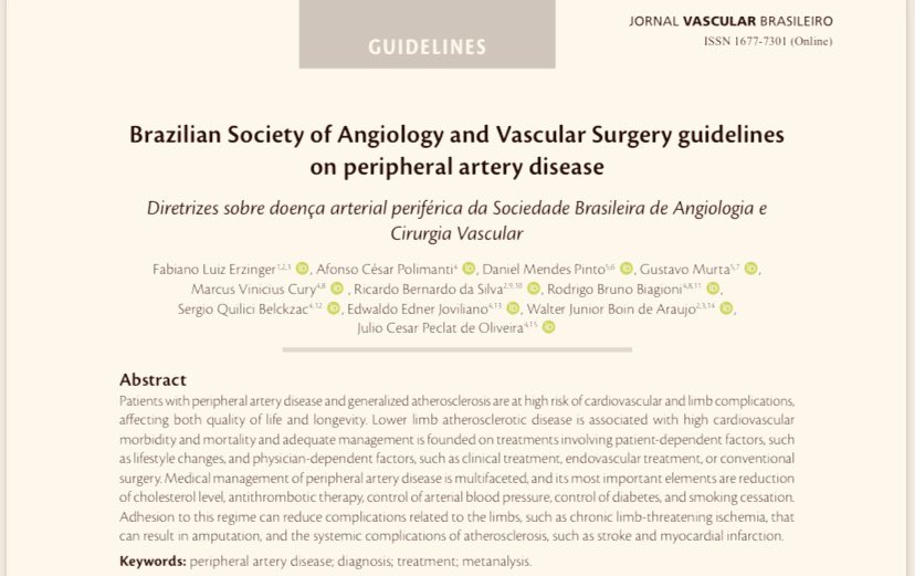 VascularForum's tweet photo. November 2024.
Brazilian Society of Angiology and Vascular Surgery guidelines on peripheral artery disease.
https://t.co/mryBdvdK2y
#SBACV-Guidelines
#Angiology
#VascularSurgery
#VascularMedicine
#Endovascular https://t.co/4XqCqrdjhs