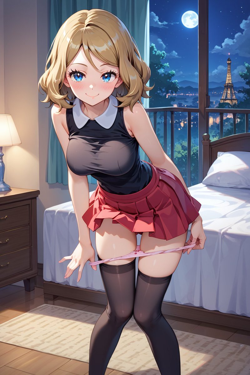 Come in at an inopportune time, she's just changing to go to bed to get some rest...