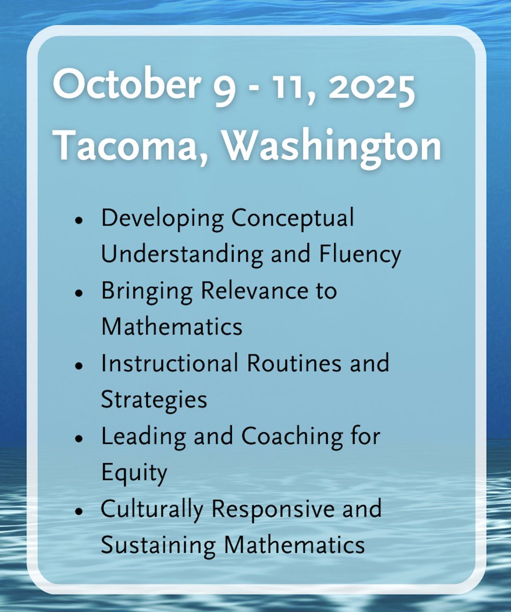 nwmathconf's tweet image. Bringing Math to the Surface
Save the Date! Come join us in Washington State next year!
October 9-11, 2025 in Tacoma, Washington.
Sign up for more details: bit.ly/NWMC2025
#nwmc2025 @nwmathconf