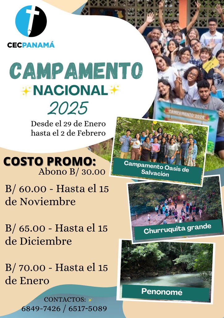 cec_panama's tweet photo. 🔝✨Tenemos nuevas noticias📣 ya estan abiertas las inscripciones para nuestro CAMPA 2025🥳
Con el Lema: 
“BRILLANDO CON CRISTO  EN LA U”✨

 ¿Que esperas? Inscribete en el enlace que esta en nuestro perfil😁 

CAMPA 2025

#campa2025
#cecpanamá 
#jesusenlau https://t.co/AiYjdBs12n