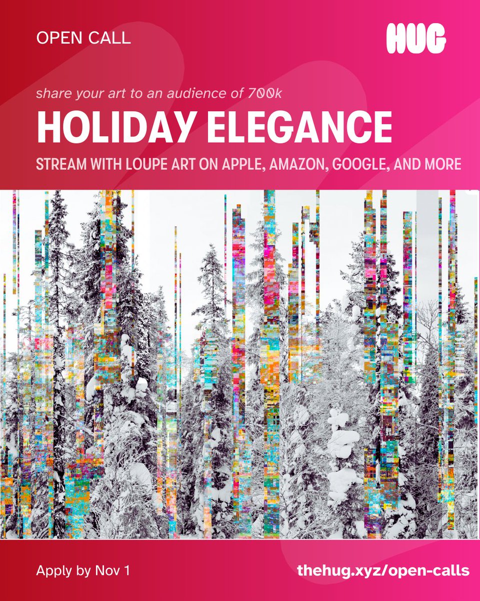 ⚡️📺 Open Call

𝓣𝓲𝓶𝓮𝓼 𝓗𝓸𝓵𝓲𝓭𝓪𝔂 𝓔𝓵𝓮𝓰𝓪𝓷𝓬𝓮 is an upcoming collection from @Loupe_Art that will be shared to their streaming audience of 700K across Apple TV, Amazon TV, Samsung TV, and more.

Submit your work to get featured through Nov 1 ⤵️