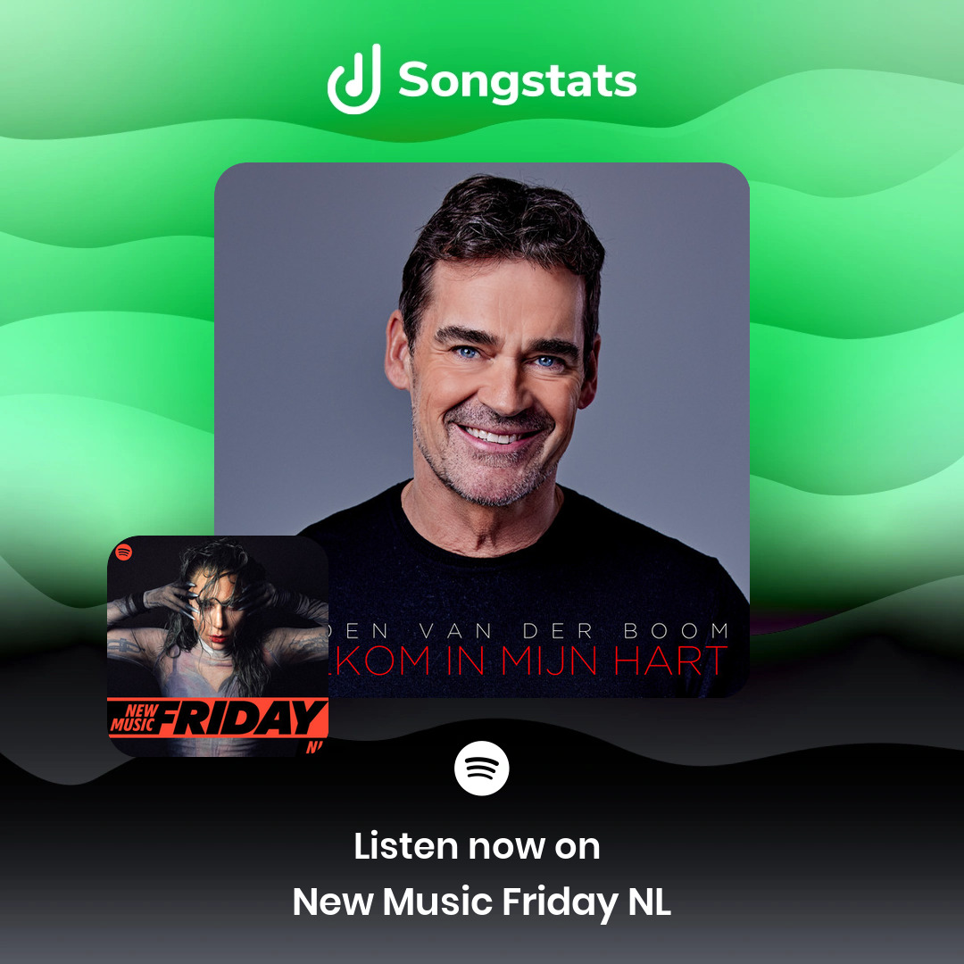 <a href="/jvdboom/">Jeroen van der Boom</a> Wow!! Just saw that "Welkom In Mijn Hart" was added to the editorial playlist 'New Music Friday NL' with over 265K Followers on Spotify! Check it out on Songstats.