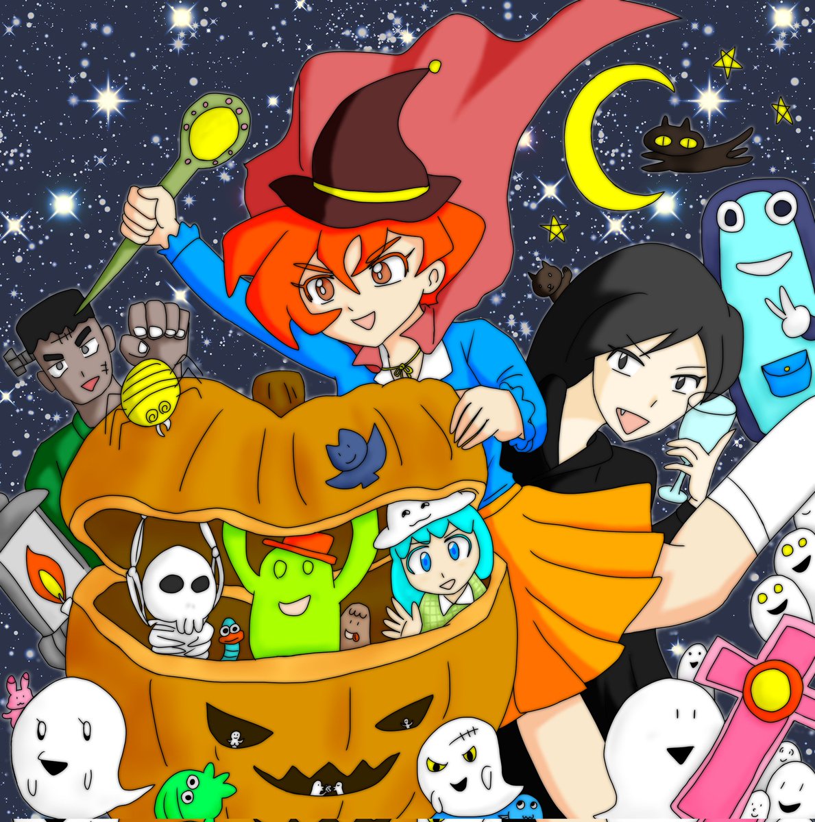 今年はハロウィンイラスト描けたので良かったですが、4枚めは清書するか来年までとっておくか…どっちがいいでしょう😆 #ハロウィンイラスト #ハロウィン 