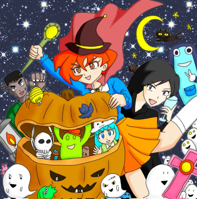 今年はハロウィンイラスト描けたので良かったですが、4枚めは清書するか来年までとっておくか…どっちがいいでしょう😆 #ハロウィンイラスト #ハロウィン 