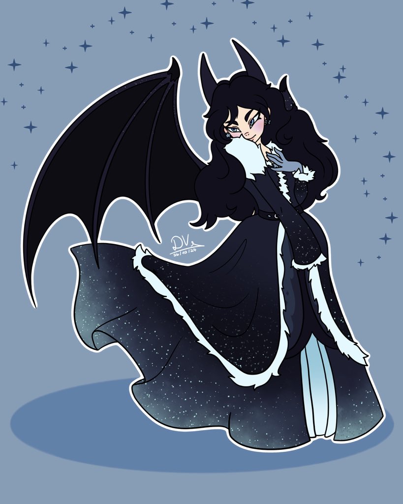 DaViStudios27's tweet photo. My piece for an art trade ! 🌌✨ This is Lunaris, looking as enchanting as ever in her starry attire. I had so much fun capturing her winter night vibes and those stunning dragon wings. 🌒🌠💙 #ArtTrade #OCArt #Lunaris #ocdrawing #arttradesopen #commisionsopen #flatcolor https://t.co/M6bAStrAuW