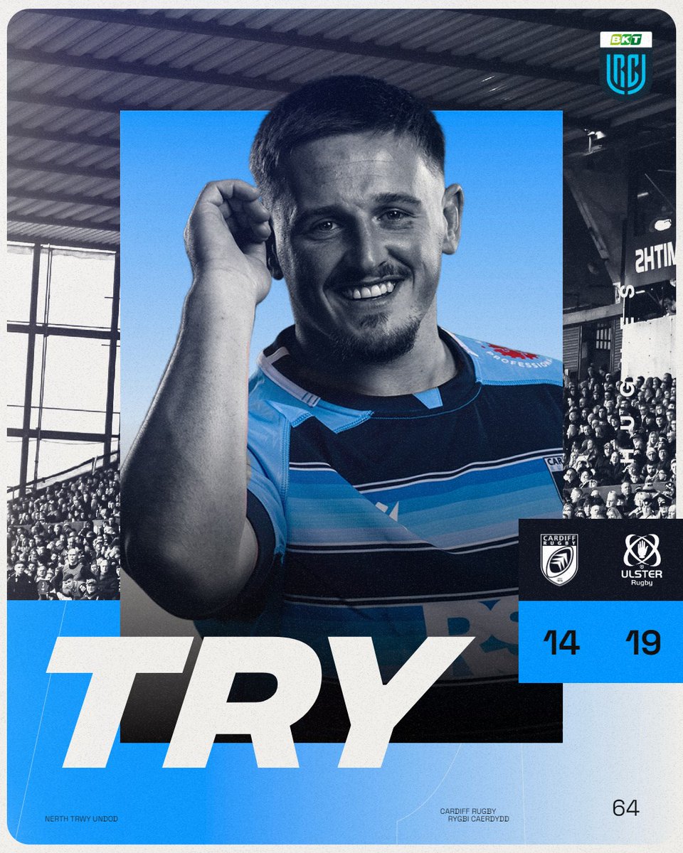 Cardiff_Rugby's tweet photo. 64| TRY!!!

More sustained pressure from Cardiff and Daf Hughes catches Ulster napping at the ruck with a pick and go. 👊

Sheedy adds the simple conversion. 

🔵⚫️ 14-19 🔴

#AlwaysCardiff