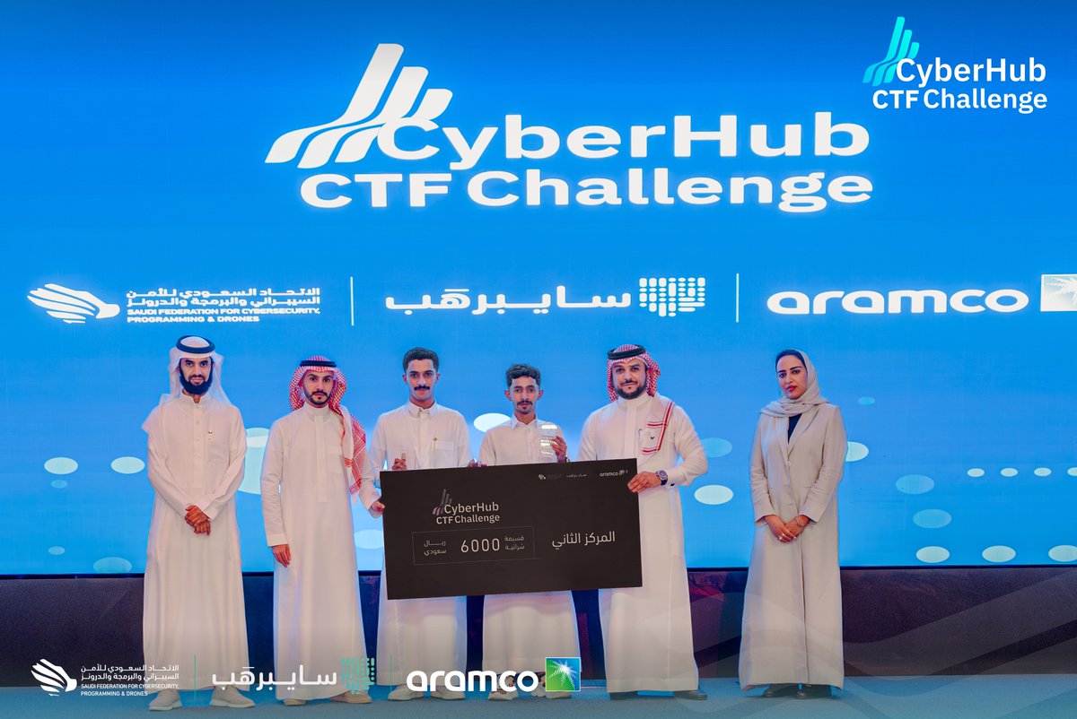 TuwaiqClubs's tweet photo. ألف مبروك لكل الفائزين في #تحدي_سايبرهَب برعاية من @saudi_aramco 👏🏻🏆

#سايبرهَب، #أرامكو، #التقط_العلم، #بلاك_هات، #الاتحاد_السعودي_للأمن_السيبراني_والبرمجة_والدرونز https://t.co/FIx9k0xS9D