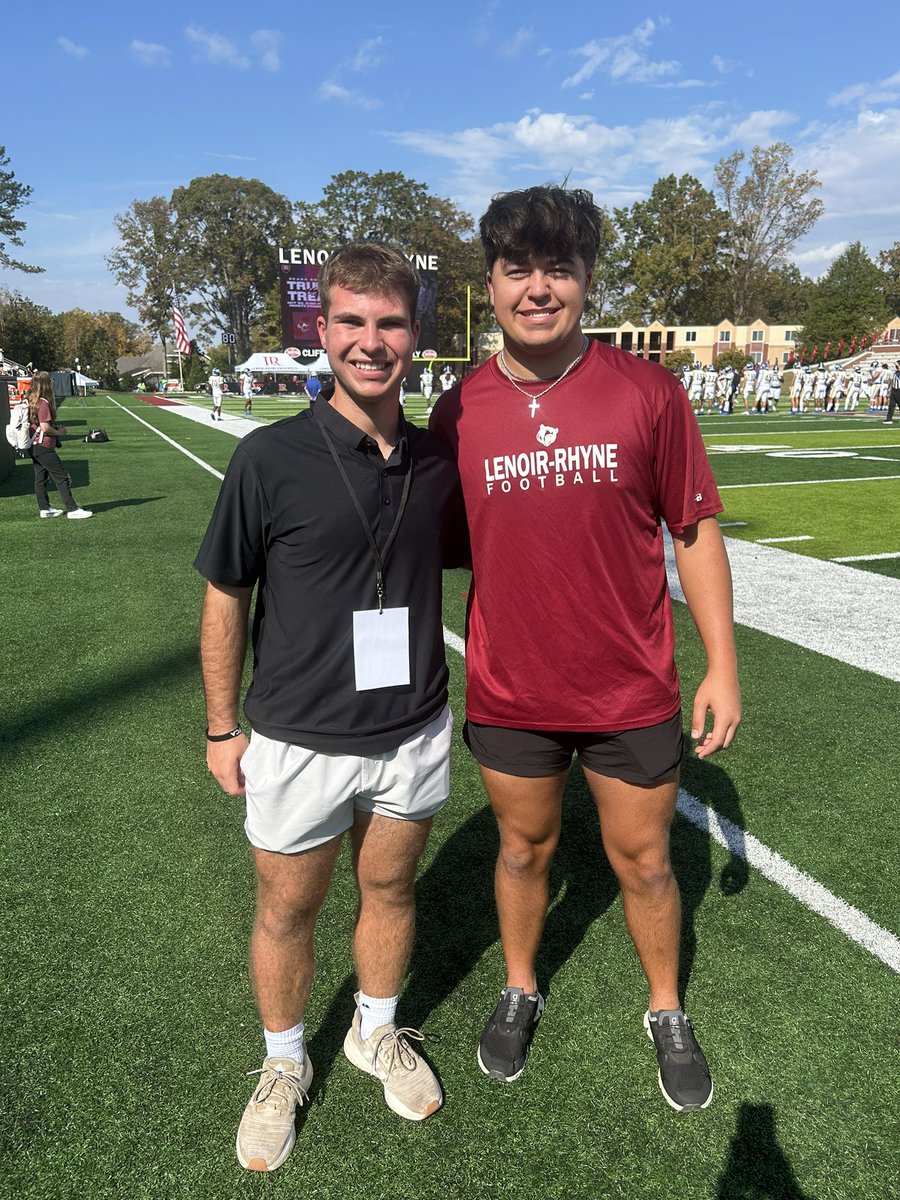 Thank you <a href="/LRBearsFootball/">Lenoir-Rhyne Football</a> for an exciting game and visit.  Great win!  <a href="/coachSocha/">Doug Socha</a> <a href="/NickVagnoneLR/">Nick Vagnone</a> <a href="/Jhilly79/">Coach Justin Hilliker</a> <a href="/DanOrnerKicking/">DanOrnerKicking</a> <a href="/BroomeWalker/">Walker Broome</a> <a href="/PorterRidgeFB/">Porter Ridge Football</a> <a href="/UCNCFootball/">Tim Winters</a>