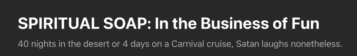 Rereading an essay I wrote about taking a cruise lol⬇️

My compulsion for quality was arrested, detained, and waterboarded upon a Carnival cruise. I’m not here to complain, but a satisfying coffee and a cocktail that doesn’t taste like it was left out in the rain should be safe
