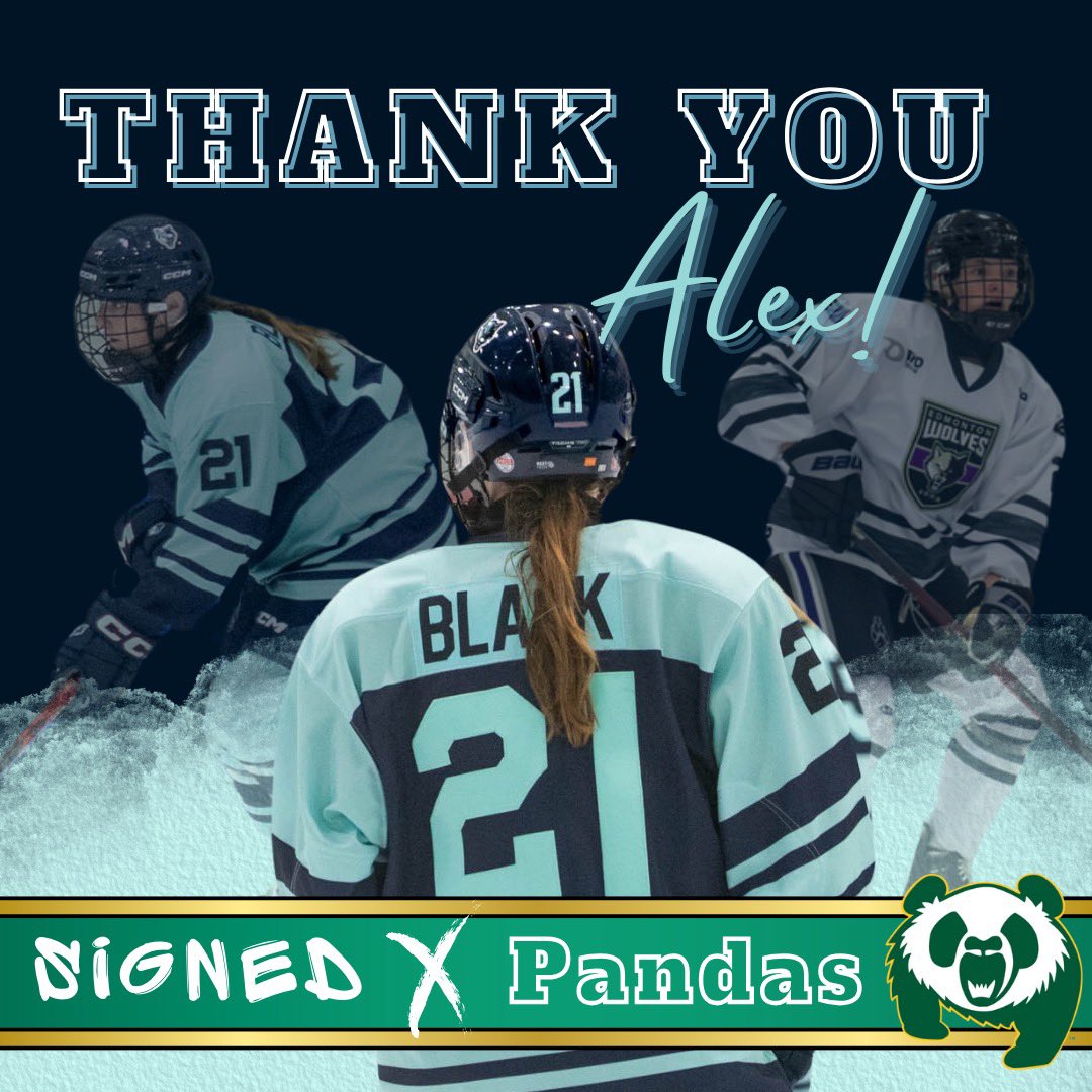 Edmonton Wolves (@edm_jrwolves) on Twitter photo ✍️SIGNED!✍️ Our 2002-born defenceman Alex Black is off to play the remainder of the season (and more!) with the <a href="/PandasHockey/">UofA Pandas Hockey</a>! 🐼
We’re so sad to see her go, but so excited for her to embrace this new opportunity! 🥹👏 Congrats Alex!! 🏒
#USports
#CanadaWest
#AJFHL
#UofA ✍️SIGNED!✍️ Our 2002-born defenceman Alex Black is off to play the remainder of the season (and more!) with the <a href="/PandasHockey/">UofA Pandas Hockey</a>! 🐼
We’re so sad to see her go, but so excited for her to embrace this new opportunity! 🥹👏 Congrats Alex!! 🏒
#USports
#CanadaWest
#AJFHL
#UofA
